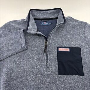 Vineyard Vines Performance Mens 2XL Blue Sherpa Fleece1 /4 Zip Pullover Jacket